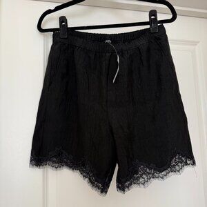 J.Crew Satin Lace Trim Shorts – Black, NWT (Size XS)